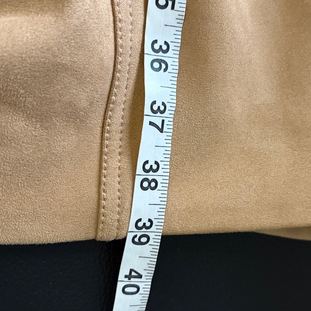 Banana Republic Classic Trench Suede Coat Tan Brown Belt Pockets Sz L - Picture 13 of 13